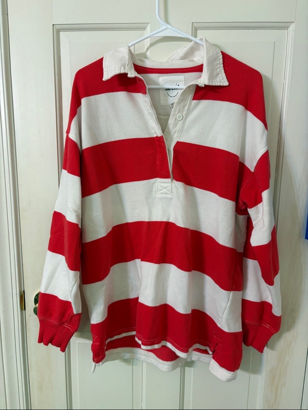 Aerie rugby stripe red white top